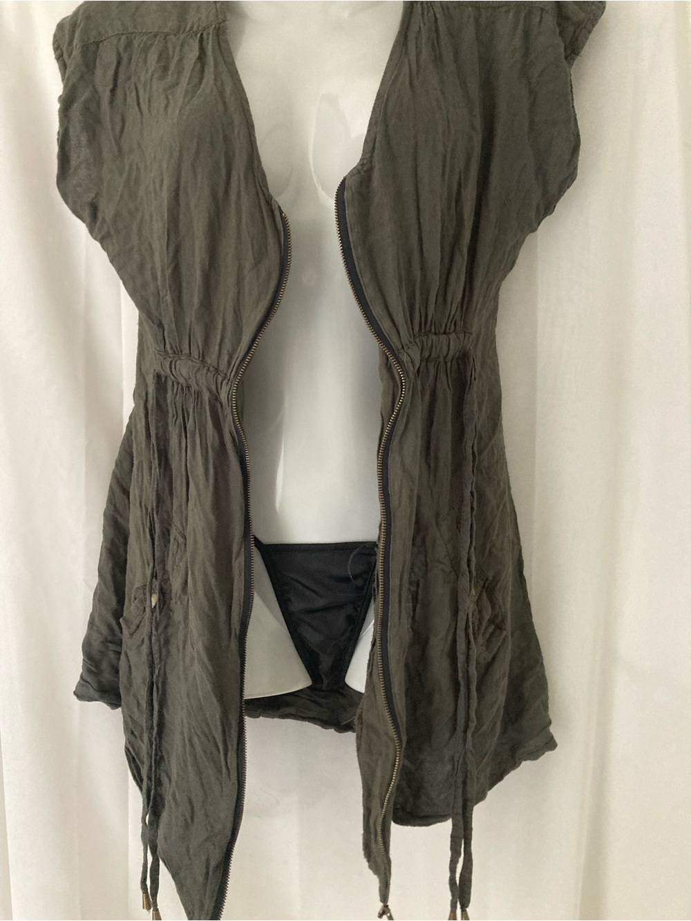 Twik Simons Olive Utility Zip Front Sleeveless Dress TP XS